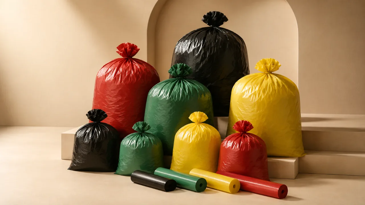 Recycled trash bags in four colors